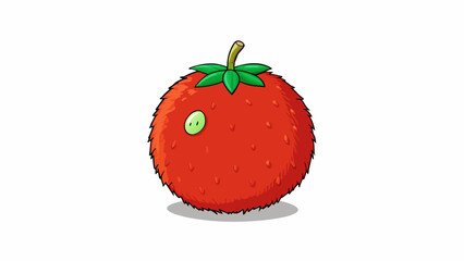 Poster - A round red fruit with a fuzzy exterior and a small green stem on top known for its juicy sweetness.. Cartoon Vector.