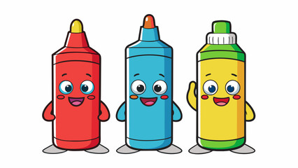 Poster - A set of markers with easily washable ink perfect for kids arts and crafts projects as its easy to clean up.. Cartoon Vector.