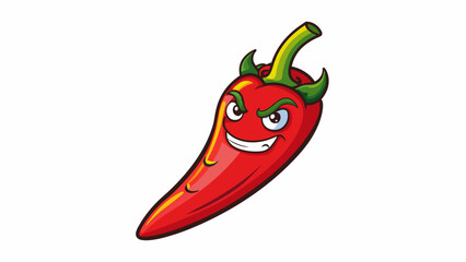 Poster - A sharp y red pepper with a pointed end and a bold fiery flavor that packs a punch.. Cartoon Vector.
