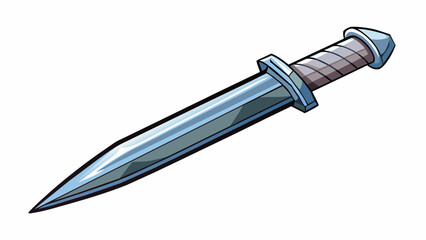 Poster - A sharp metallic tool This object is made of a hard shiny material and has a long thin shape with a pointed end. It is often used for ting or piercing. Cartoon Vector.