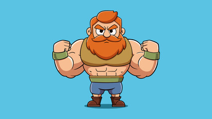 Poster - A short stocky man with a thick beard and calloused hands. He carries himself with a strong nononsense demeanor and his rugged appearance suggests a. Cartoon Vector.