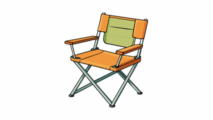 Poster - A simple metal folding chair with a canvas seat and backrest. It is lightweight and easy to transport making it ideal for outdoor events or picnics.. Cartoon Vector.