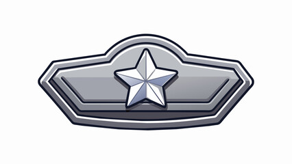 Poster - A sleek and modern plaque made of shiny silver metal with a raised star design in the center. The edges of the plaque are beveled giving it a polished. Cartoon Vector.