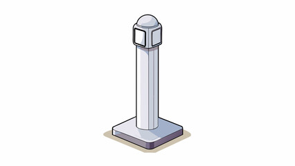 Poster - A sleek and modern post made of glossy white plastic secured firmly in the ground with a concrete base. Its slender design and straight edges give off. Cartoon Vector.