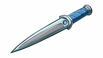 Poster - A sleek metallic object with a sharp pointed tip and a curved handle. It is used for ting and can easily slice through paper fabric and other. Cartoon Vector.