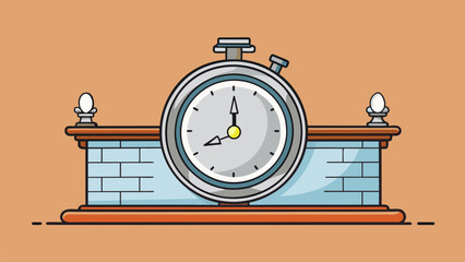 Poster - A sleek silver clock on a mantle its hands moving gracefully and soundlessly with each passing second.. Cartoon Vector.