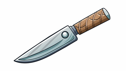 Fototapete - A small handheld object with a sharp pointy end and a curved bladelike edge. It is used for ting and has a sleek silver handle with etched patterns.. Cartoon Vector.