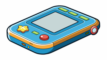 Sticker - A small handheld device with a touchscreen display and buttons used for communication and accessing information.. Cartoon Vector.