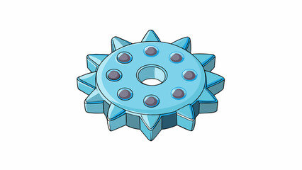 Poster - A small plastic object with multiple sharp edges arranged in a circular pattern. It is used for ting things like paper or fabrics.. Cartoon Vector.