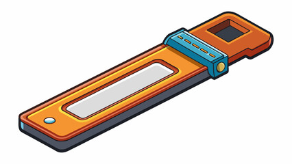 Poster - A small rectangular tool made of metal and plastic with sharp edges and a handle for gripping used for ting through various materials.. Cartoon Vector.