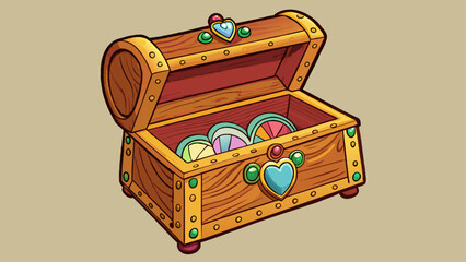 Poster - A small wooden jewelry box with intricate carvings and a hidden latch holding treasures and sentimental pieces that hold a special place in ones. Cartoon Vector.