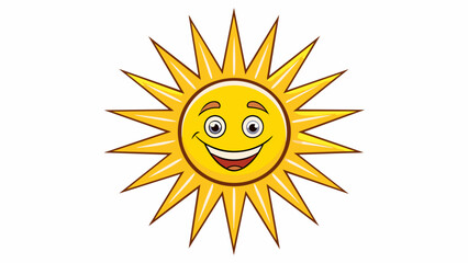 Aufkleber - A smiling sun with a bright yellow circle and orange rays emanating from it. The happy expression indicates a positive answer or agreement.. Cartoon Vector.