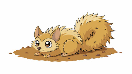 Aufkleber - A soft furry creature with pointy ears and a long fluffy tail. It loves to play and cuddle with its owners and has a habit of burying objects in the. Cartoon Vector.