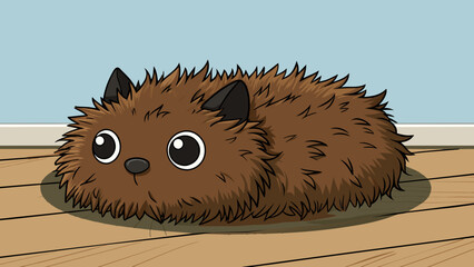 Poster - A soft furry object lay on the rug its deep brown fur a stark contrast against the light wood flooring. Its small round ears twitched occasionally and. Cartoon Vector.