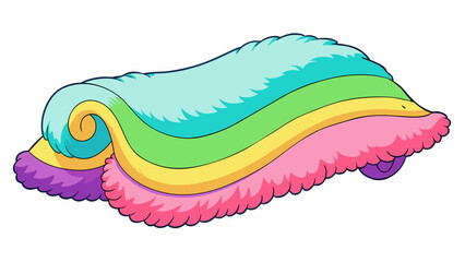 Poster - A soft fluffy shape with long tendrils hanging from it. It comes in various colors and can be used for comfort and warmth.. Cartoon Vector.