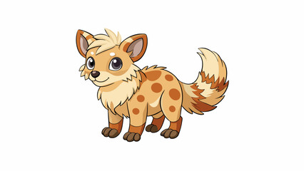 Fototapete - A soft furry animal with long ears a short tail and four small paws. It has brown and white fur with black spots on its back.. Cartoon Vector.