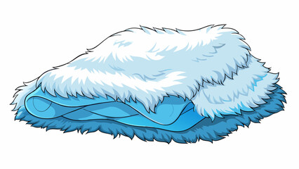 Poster - A soft fluffy blanket in shades of blue and white perfect for snuggling on a cold day.. Cartoon Vector.