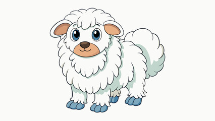 Poster - A soft fluffy fourlegged creature with white fur and long floppy ears.. Cartoon Vector.