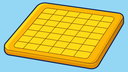 Poster - A square board made of thin flexible material like silicone with a bright yellow color. It has a grid pattern etched onto its surface making it ideal. Cartoon Vector.