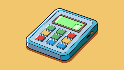 Fototapete - A squareshaped device with a screen and buttons probably a calculator.. Cartoon Vector.