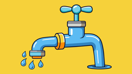 Poster - As the faucet is turned on the rushing water creates a melodious symphony of droplets hitting the basin with a calming rhythm.. Cartoon Vector.
