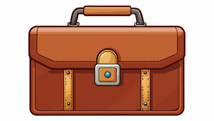Fototapete - A structured leather briefcase with multiple compartments and a secure lock. The glossy finish and professional design make it a practical and stylish. Cartoon Vector.