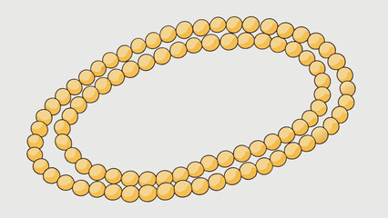 Leinwandbilder - A strand of one hundred tiny translucent beads each the size of a grain of rice strung together to create a delicate necklace.. Cartoon Vector.
