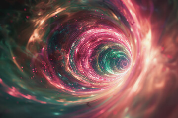 an image on a physics theme in pink and green, blurry, as a background for a slide.