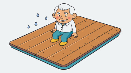 Poster - A sy and waterproof antislip mat that prevents slips and falls on wet surfaces making it safer for elderly or disabled individuals.. Cartoon Vector.
