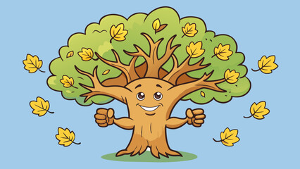 Poster - A sy oak tree with its branches intertwined and leaves rustling in the breeze symbolizing a strong and unwavering friend who offers unwavering support. Cartoon Vector.