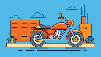 Poster - As you walk down the street you hear the loud revving of a motorcycle engine approaching from behind. The rumbling of the engine grows louder and then. Cartoon Vector.