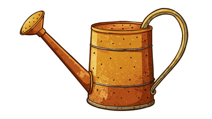 Aufkleber - A sy metal watering can with a long spout and a rusted weathered finish.. Cartoon Vector.