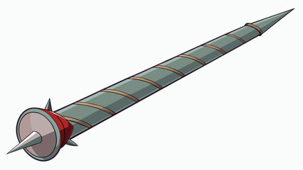 Fototapete - A tall cylindrical item made of metal with ridges running down its length. It is cold to the touch and has a sharp point at one end.. Cartoon Vector.