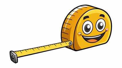 Aufkleber - A tape measure is a flexible ruler made of cloth or metal that is used to measure longer distances. It is typically found in construction and sewing. Cartoon Vector.