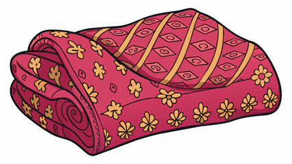 Aufkleber - A thick soft fabric with intricate patterns and designs woven into it. It is often used for home decor like pillows and throws.. Cartoon Vector.
