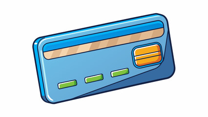 Aufkleber - A thin plastic card with a magnetic strip on one side used for electronic transactions. It has a glossy finish and can come in various colors often. Cartoon Vector.