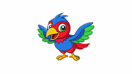 Aufkleber - A third bird catches my eye with its vibrant colors its head is a bright blue its body a deep red and its wings are a mix of yellow and green. Its. Cartoon Vector.