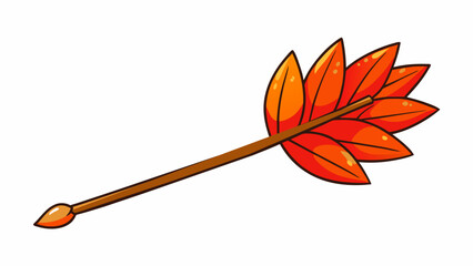 Leinwandbilder - A tiny leaf still attached to its stem with vibrant red and orange hues perfect for autumn decorations.. Cartoon Vector.