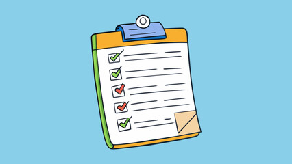 Poster - A todo list written on a scrap of paper showing tasks with different levels of importance highlighted in different colors. This list is characterized. Cartoon Vector.