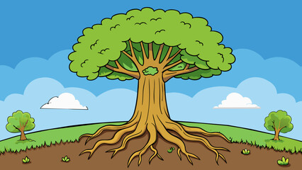 Aufkleber - A tree that stands tall and strong through all seasons always rooted in the ground.. Cartoon Vector.