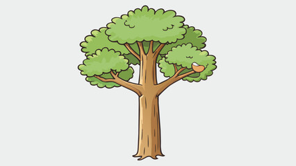 Poster - A tree and a birds nest The tree is a tall and sy plant while the birds nest is a small and delicate structure. They have a symbiotic relationship as. Cartoon Vector.