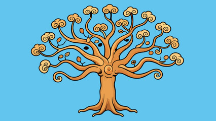 Poster - A tree with gnarled twisted branches reaching in different directions symbolizing the branches of a thought branching out and growing.. Cartoon Vector.