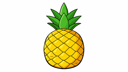 Poster - A vibrant yellow pineapple with a rough ly exterior and a sweet tangy flavor.. Cartoon Vector.