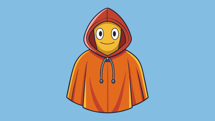 Poster - A versatile allweather poncho made of ripstop material with a hood and zippered sides for adjustable coverage and protection from the elements.. Cartoon Vector.