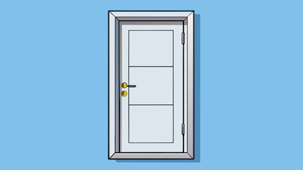 Aufkleber - A white door made of PVC material sy and weatherresistant. It has a squareshaped window on the top left corner allowing natural light to filter. Cartoon Vector.