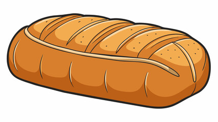 Poster - A whole loaf of bread a long brown and crusty baked good. It has a soft doughy inside and a crunchy crust on the outside.. Cartoon Vector.