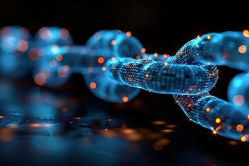 Poster - A blue and orange chain with a glowing effect