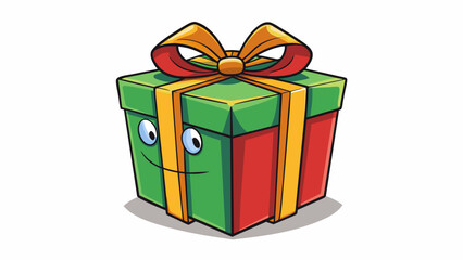 Poster - A wrapped present with a large bow that elicits anticipation and excitement for what could be inside.. Cartoon Vector.