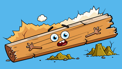 Poster - A wooden plank splintered and cracked from years of enduring harsh weather and heavy foot traffic.. Cartoon Vector.