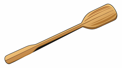 Poster - A wooden s This object is a kitchen utensil made of solid wood. It has a long handle with a round flat head used for stirring and serving food. The. Cartoon Vector.